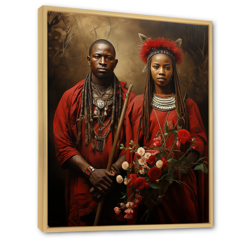 Guerriers Maasai d'Afrique II, Cadre flottant brun, 32" H x 16" W