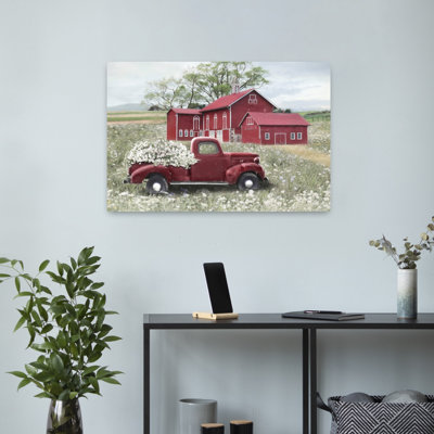 Printemps à la grange, paysage contemporain abstrait, art printanier