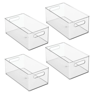 Bac de réfrigérateur empilable avec poignées - Bac de rangement de cuisine pour armoires, garde-manger ou réfrigérateur