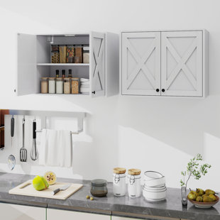 Armoire de rangement murale 19 po pour salle de bain avec tablettes (ensemble de 2)