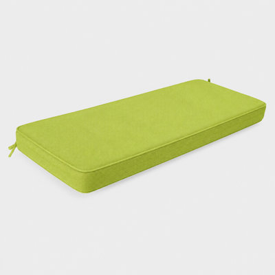 Coussin de banc d'extérieur personnalisé de 2 pouces d'épaisseur avec housse en lin synthétique, mousse haute résilience 75D, dessous antidérapant et passepoil simple