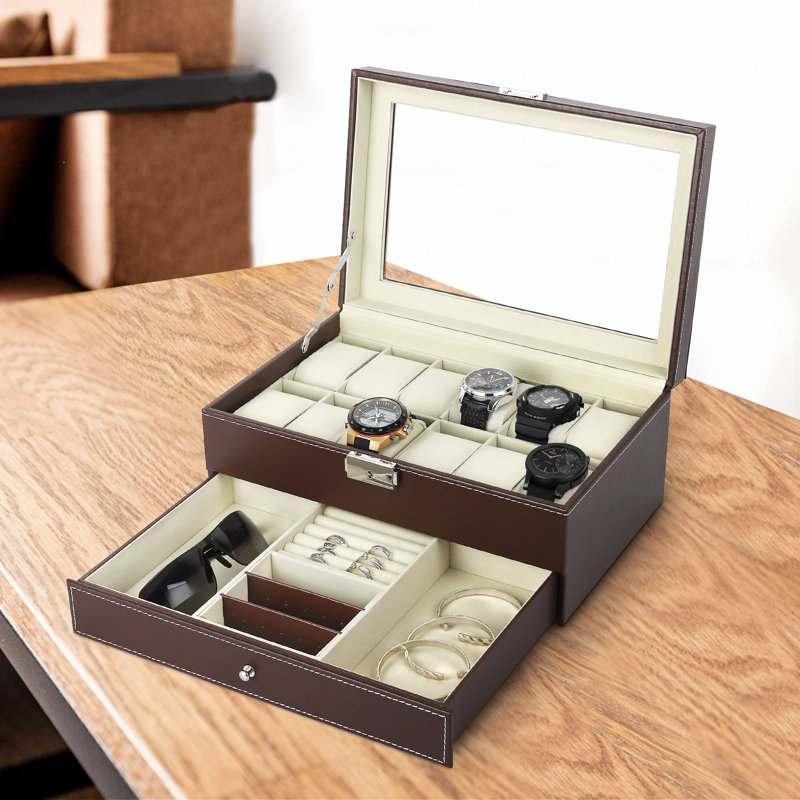 Boîte à montre en cuir double couche
