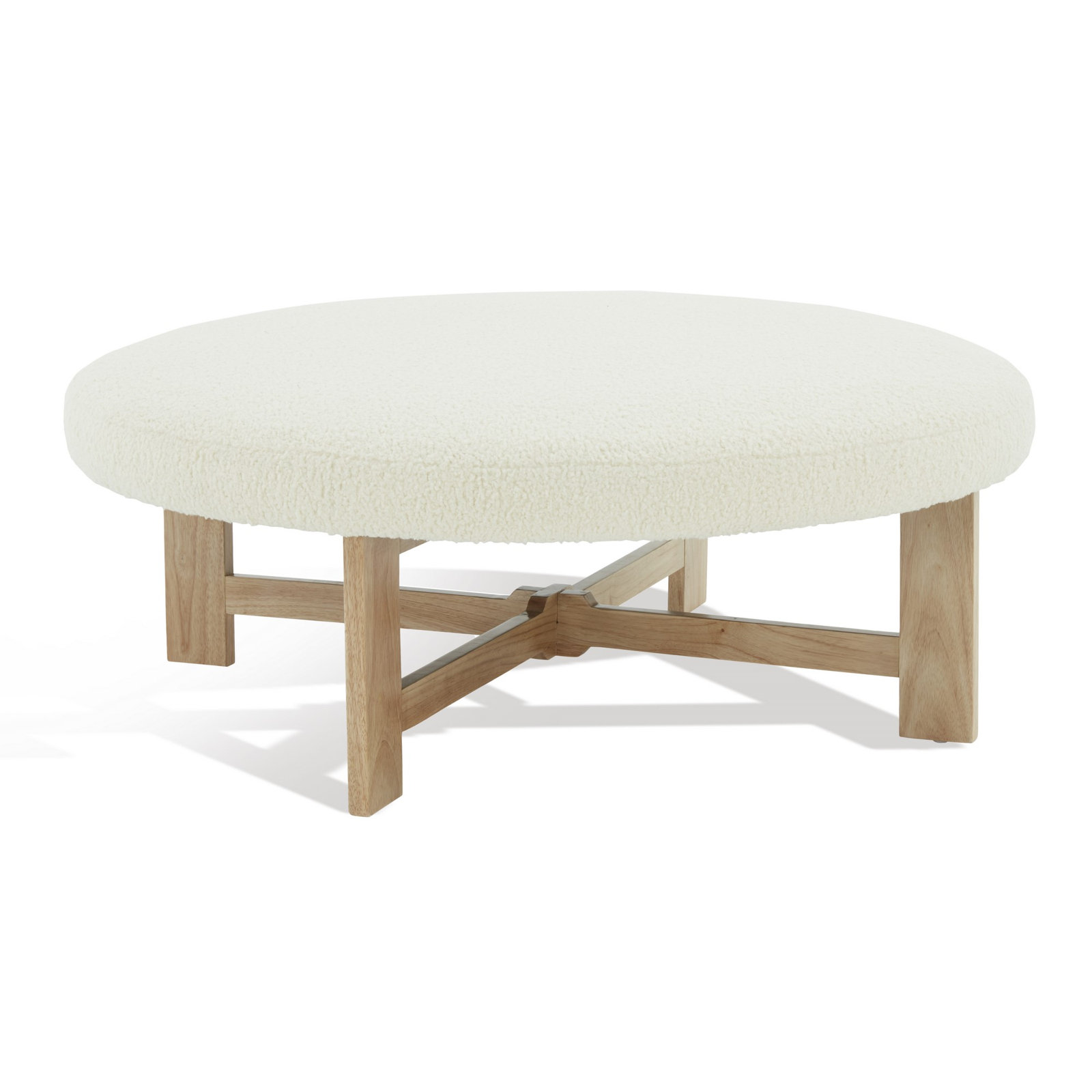 Varuna Upholstered Ottoman, Cream Boucle