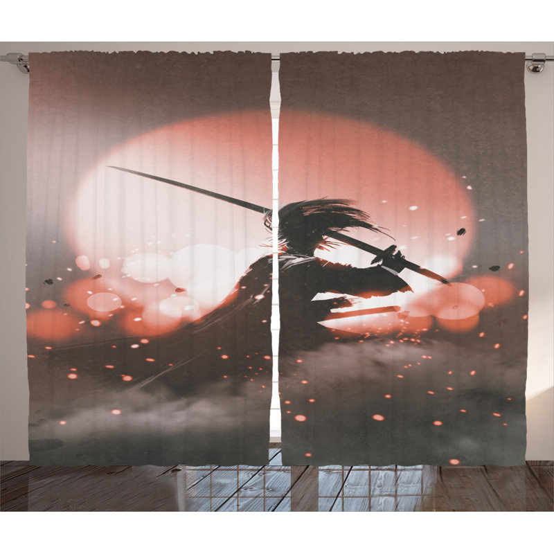 Japanese Semi-Sheer Rod Pocket Curtain Panels, 54" x 63"