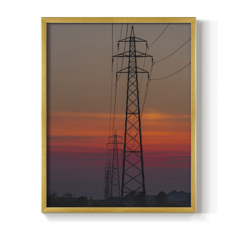 Impression encadrée Sunset Power - bois massif, Or, H 28 po x l 22 po