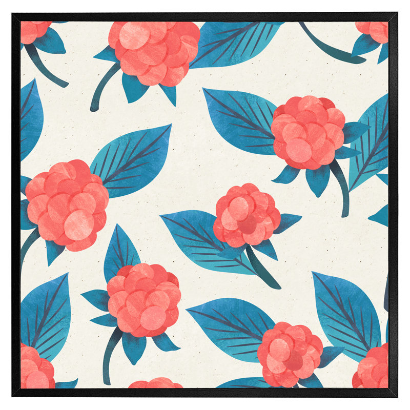 Lockney Watercolour Floral - Single Picture Frame Print, Black Framed, 51cm H x 51cm W x 4cm D