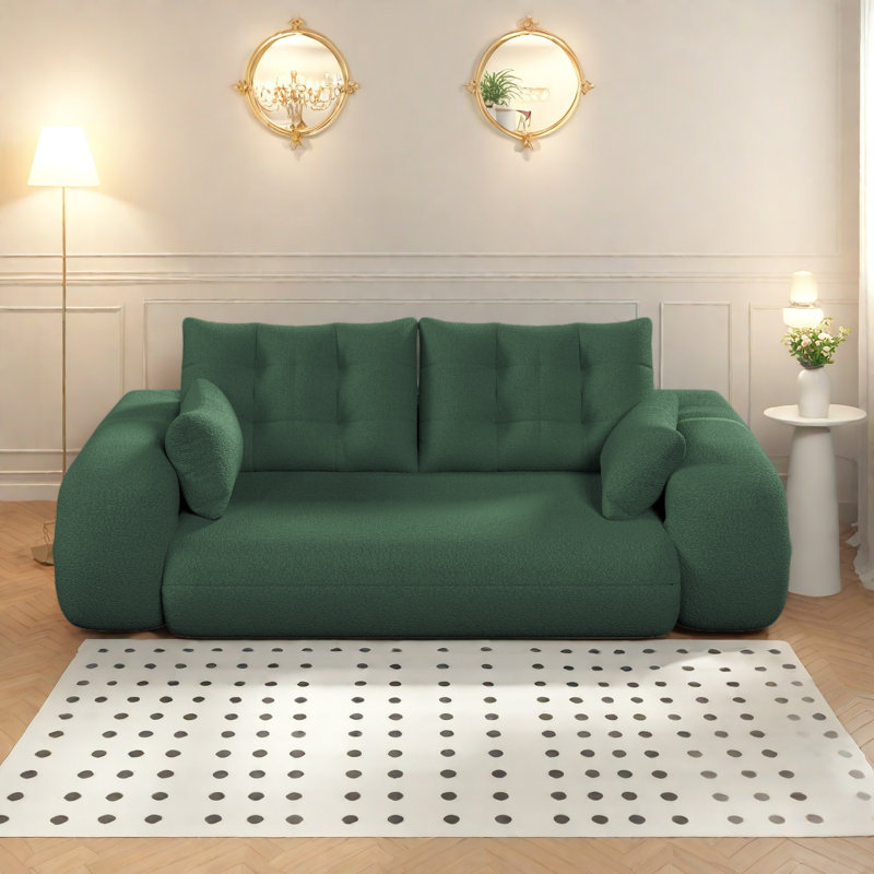 Canapé-lit pliable multifonctionnel 78,7 po avec tissu en peluche et canapé-lit en mousse, Vert