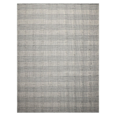 Ivory Hand Woven Flatweave Plaid Wool Modern Area Rug Multi Sizes