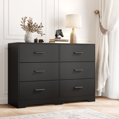 Commode pour chambre à coucher avec 6 tiroirs, commode à tiroirs moderne avec poignée en métal, organisateur de commode en bois pour chambre à coucher, salon, couloir