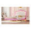 Structure de lit double pleine grandeur avec lumières DEL, lit princesse rembourré moderne avec tête de lit couronne, rose et blanc