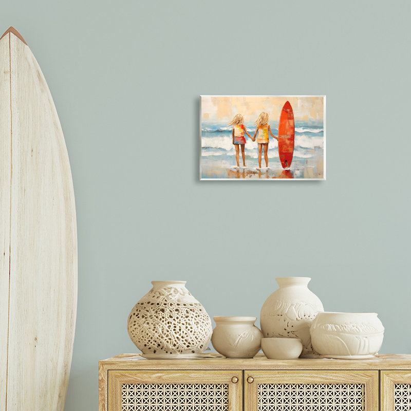 Art mural de planche de surf pour enfants et plage par Petal Prints Design, H 10 po x l 15 po