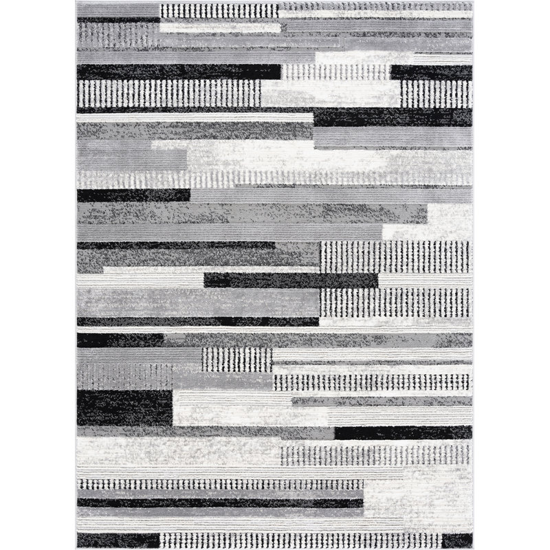 Jason Contemporary High-Low Abstract Gray Indoor Area Rug, Rectangle 5'3" x 7'3"