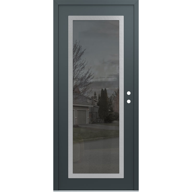 Porte d'entrée avant à panneau С1 panneau acier argenté anthracite / anthracite, Gauche, Miroitant