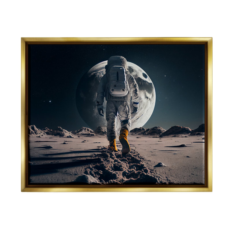 «Man On Moon Outer Space Astronaut» par CyberGeek Design, impression, H 13 po x l 19 po x P 0,5 po