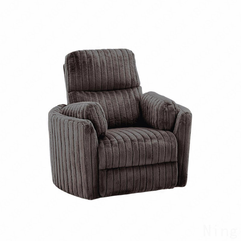 Chocolate Brown Contemporary Power Glider Recliner - Swivel, Curved Arms, Polyester Fiber Fill, Brown