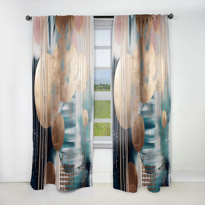 Cleburne - Soft Colors Shapes And Lines Marble V - Modern Velvet Curtain - Room Darkening - 1 panel, 52" W x 120" L