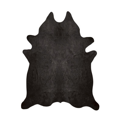 Tapis en cuir de vache fabriqué à la main noir Plainsboro