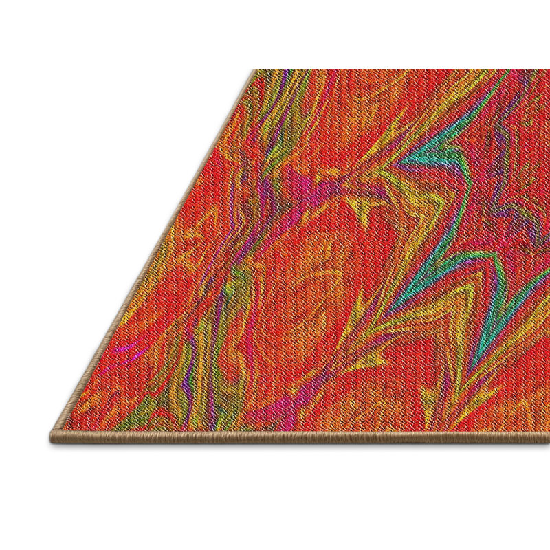 Tapis abstrait orange / bleu, Rectangle 8 pi x 10 pi