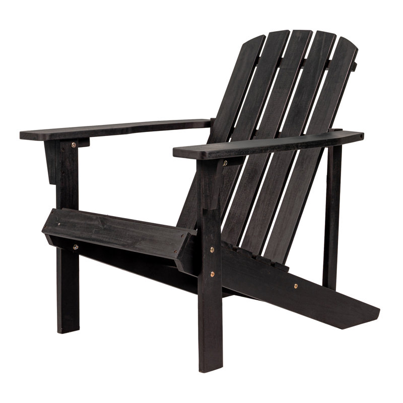 Westport Classic Solid Acacia Wood Outdoor Adirondack Chair, Black Weather-Resistant Patio Lounge Chair for Deck, Garden, and Fire Pit