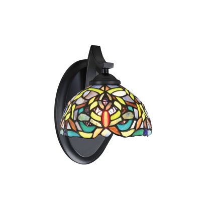 Zilo Wall Sconce Shown With 7" Kaleidoscope Art Glass