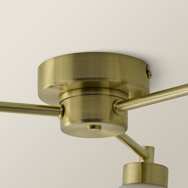 Cementon Glass Semi Flush Mount, Brushed Gold, Yes