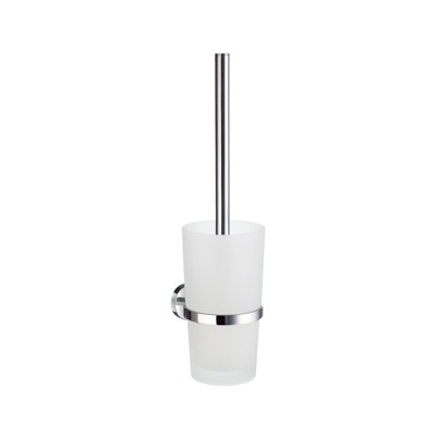 Wall mounted toilet brush with frosted glass container&  bracket
