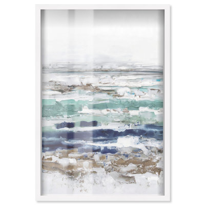 «Marine Layers I Shadowbox Print», art abstrait bleu par Art Remedy, cadre blanc, 11 x 16