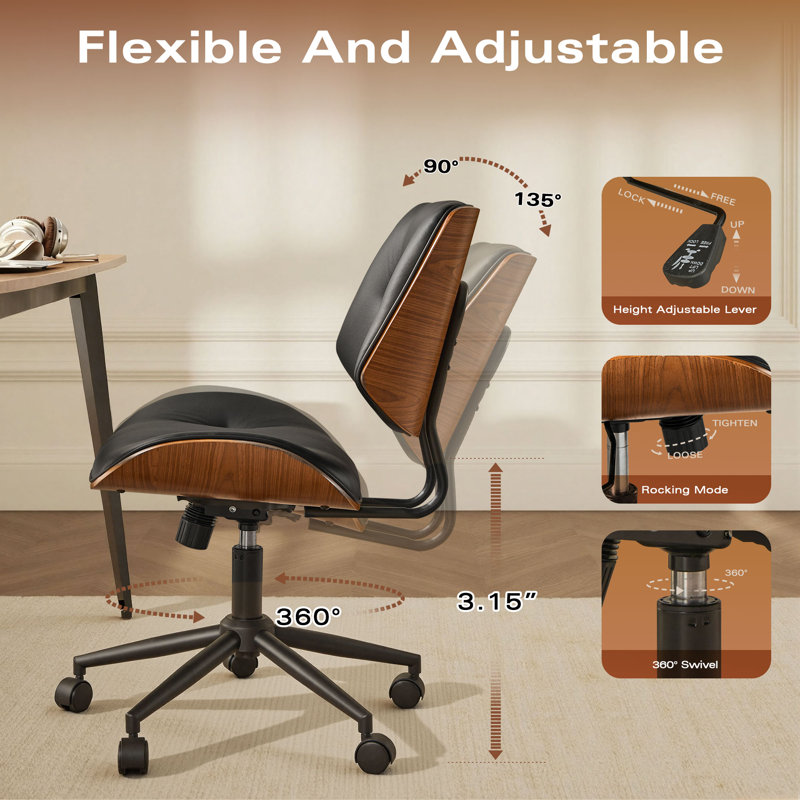 Albaugh Ergonomic Office Chair Swivel Task Chair with Adjustable Gas Lift, Black