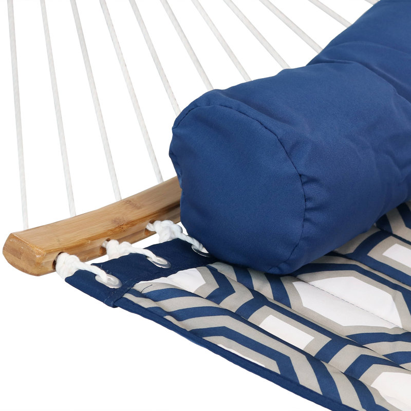 Hamac de bar en polyester avec support pour 2 personnes Volkrad - gris / bleu, Rayures bleues