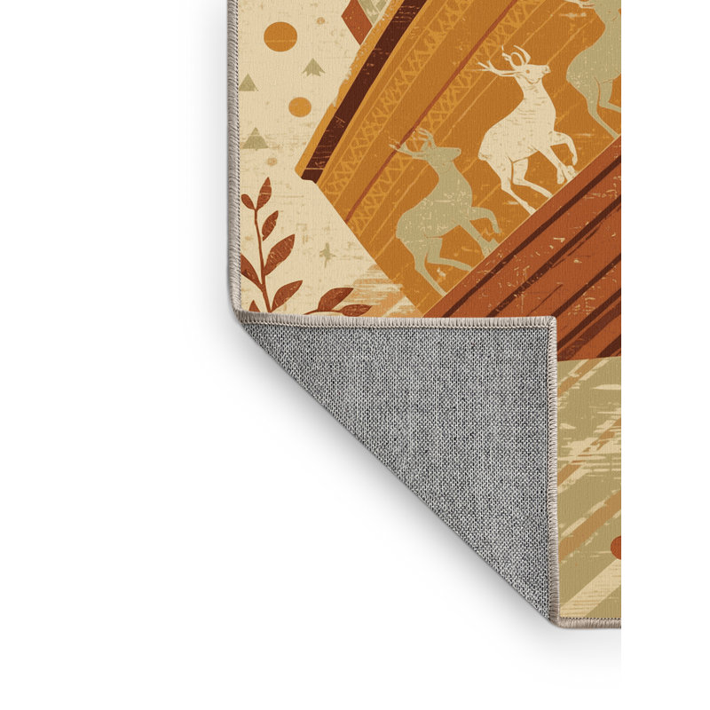 Tapis brun / beige beige lavable à la machine Bartow Country, 4 x 6