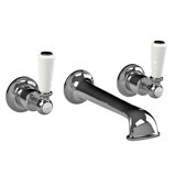 Classic White Lever Wall Mounted Bathroom Faucet with Drain Assembly