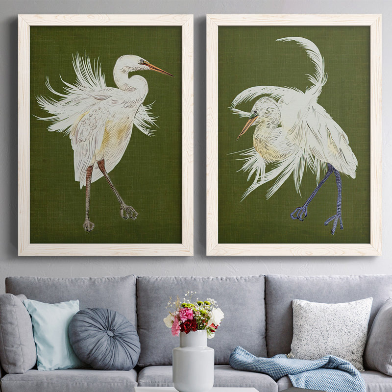 Rosecliff Heights Heron Plumage I Framed On Canvas 2 Pieces Painting ...