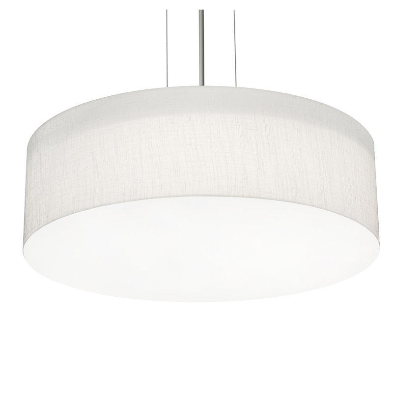 Luminaire suspendu tambour 3 lumières Kley, H 5,5 po x l 15 po x P 15 po, Lin blanc