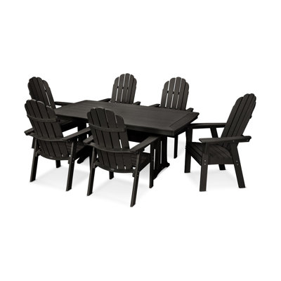 Ensemble repas 7 pièces POLYWOOD Vineyard Curveback Adirondack avec pieds en tréteaux