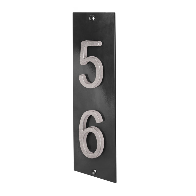 Plaque d'adresse verticale en aluminium Royal Shade, Argent argent, Oui, Noir