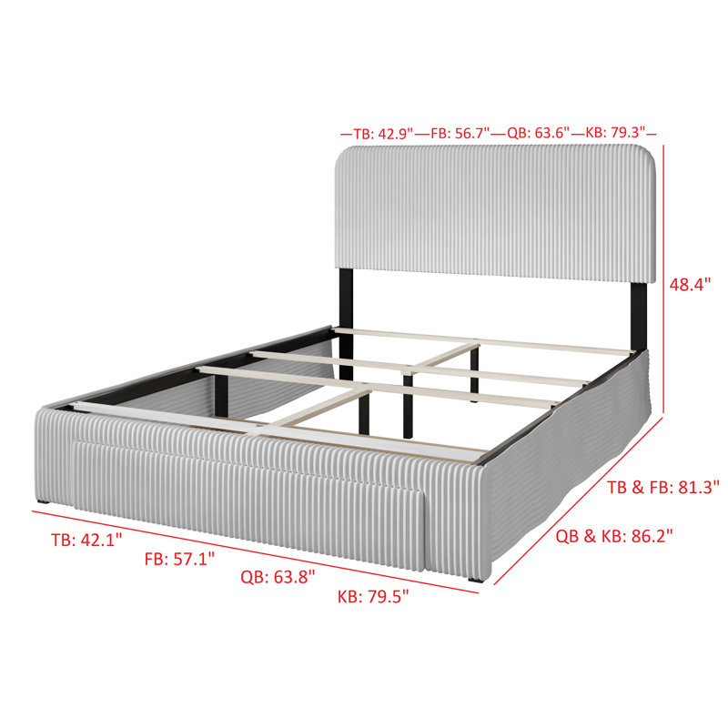 Audeline Upholstered Standard Storage Bed, Twin, White