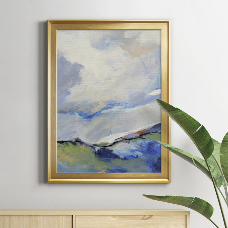 Autour des nuages III - reproduction d'art sur toile, Toile encadrée dorée, H 22,5 po x l 30,5 po x P 1,5 po