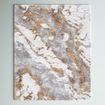 Elser Abstract Ivory/Grey/Gold Area Rug
