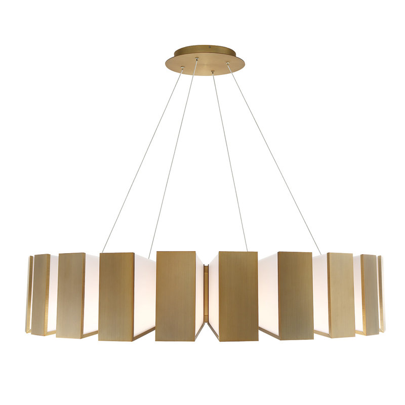 Chronos 12 - Light Unique / Statement Drum LED Chandelier, 10" H X 50" W X 50" D, Aged Brass, 22 Lights