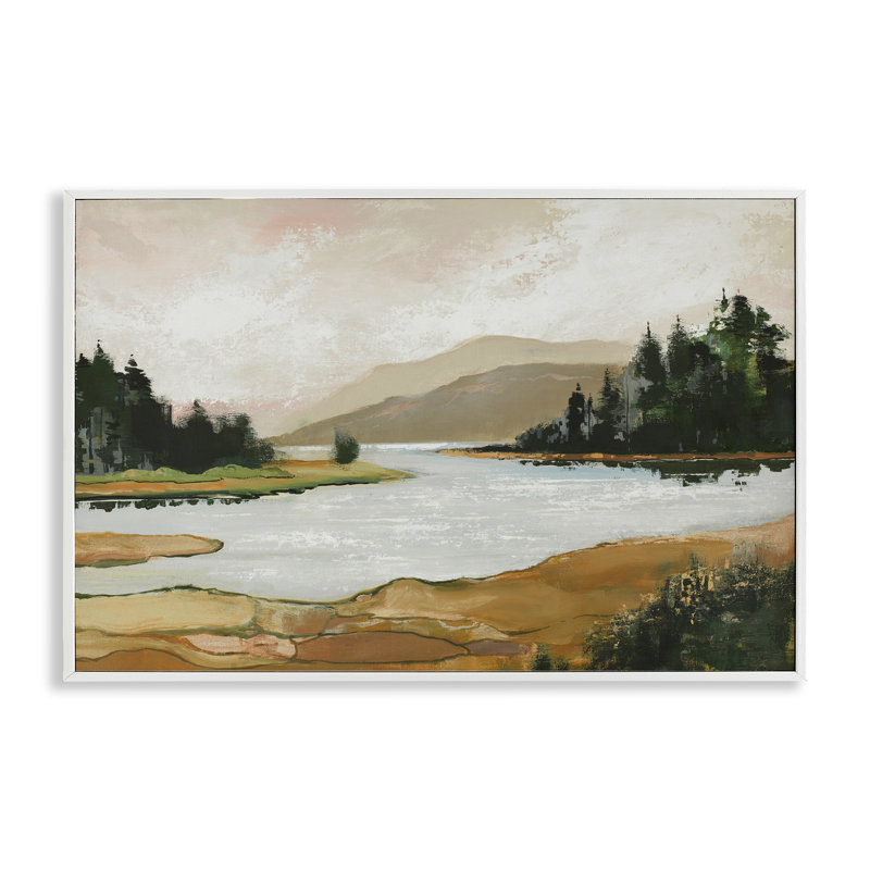 Relaxing Valley Lake Framed Giclee, design by Max Maxx, 12" H x 18" W, Coastal White Framed Giclee