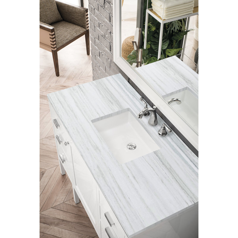 Addison 48'' W Single Vanity, Carrara White, Glossy White, 8" Widespread