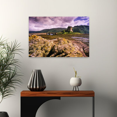 Landscape With Eilean Donan Castle And Bridge, Highlands, Scotland, Uk Contemporary Architecture Landscape Wall Art