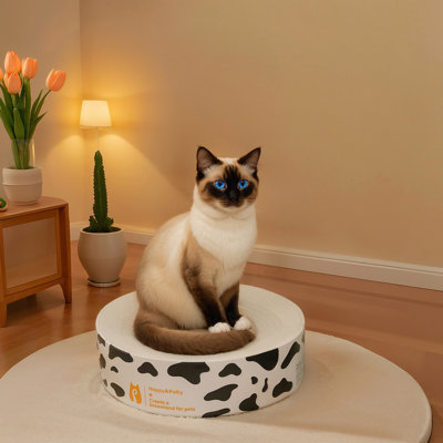  Lit en carton pour chat, griffoir rond pour chats d'intérieur, double face utilisable