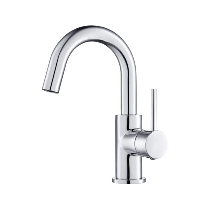 Circular Single Hole Bathroom Faucet with Drain Assembly