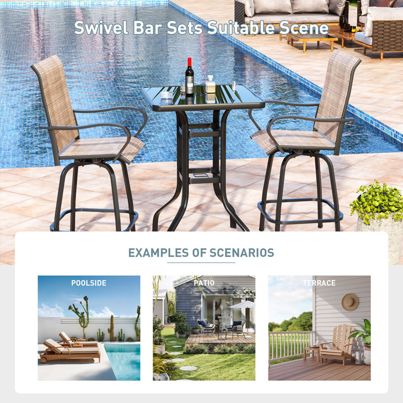 Metal Bar Set with Stools