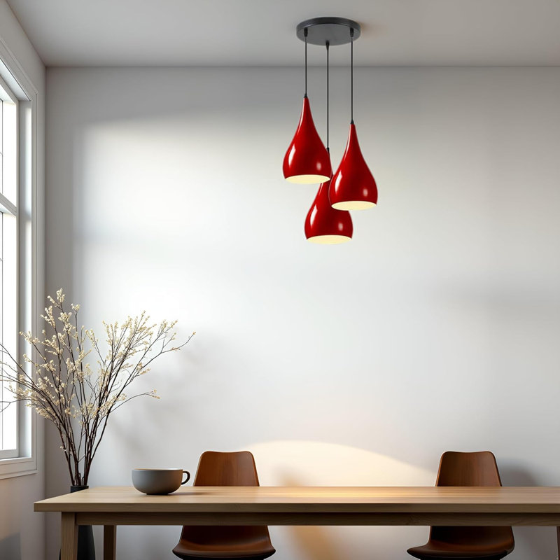 3 - Light Teardrop Pendant, Red