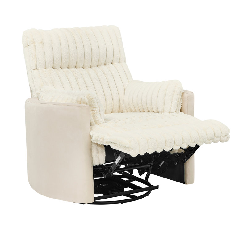 Bocaton Wide Wale Corduroy Upholstery Manual Recliner, White