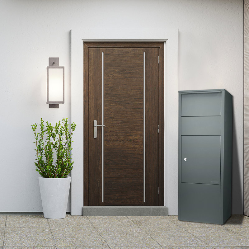 Large Porch Locking Parcel Box - Gray Steel, Secure, 13"X6" Slot, 10.5"X15.4"X41.5", 34 Lb, Effortless Install Manual Steel Locker Secure For Porch, Easy Answers