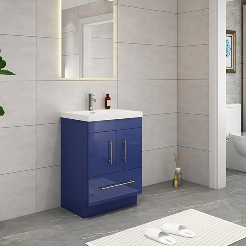 Ensemble de meuble-lavabo simple 24 po 24 po, Bleu nuit brillant