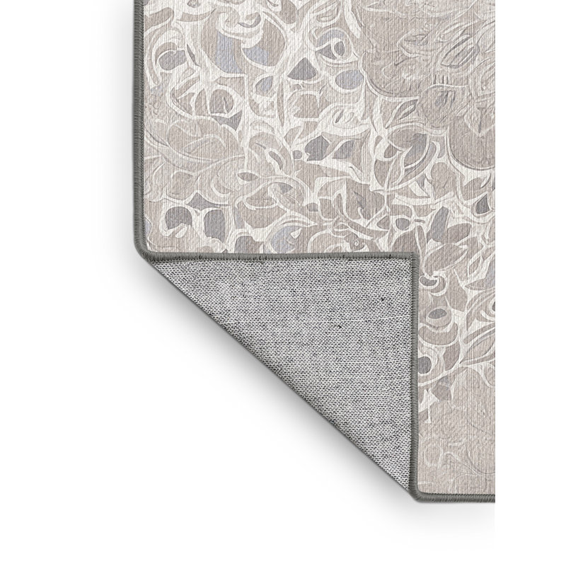Machine Washable Gray Area Rug, Round 8'